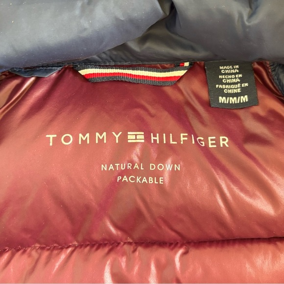 Tommy Hilfiger Packable Down Jacket Womens M Blue Black Full Zip Quilted Puffer - Picture 10 of 12